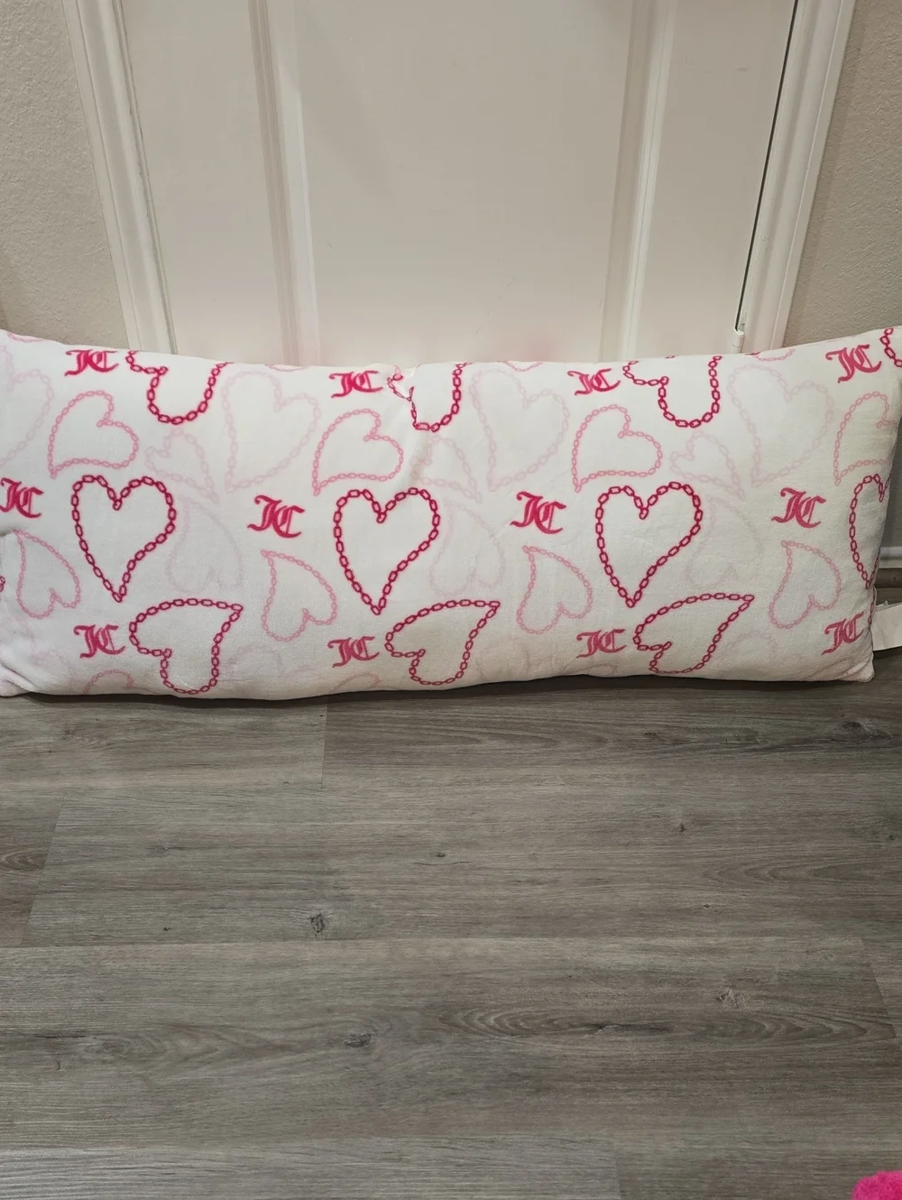 Juicy Couture Home Decorative Chain Heart Print Plush Body Pillow